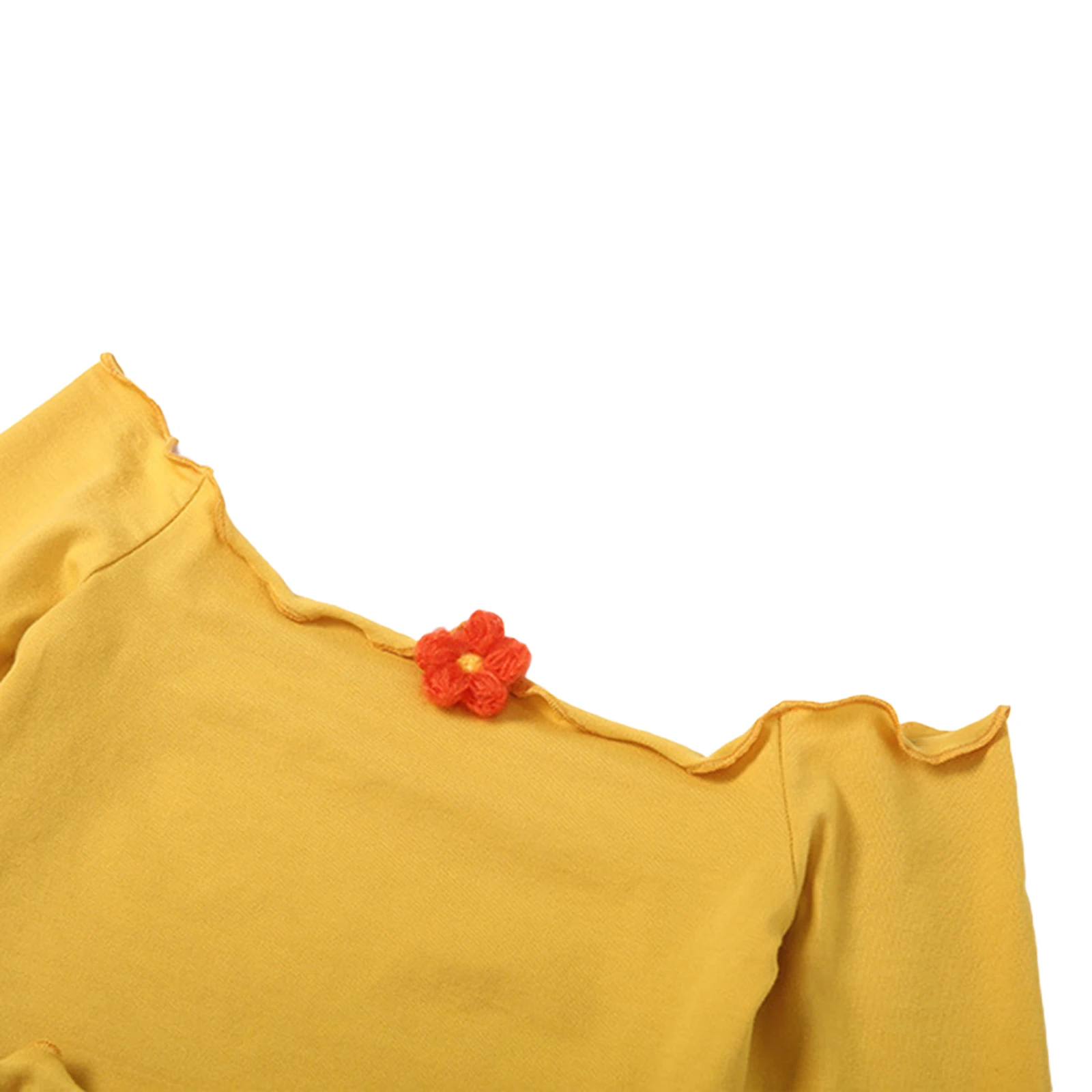 

Women's Tops Solid Color Off Shoulder Ruffled Hem Long Sleeve Waistcoat Blouse for Female