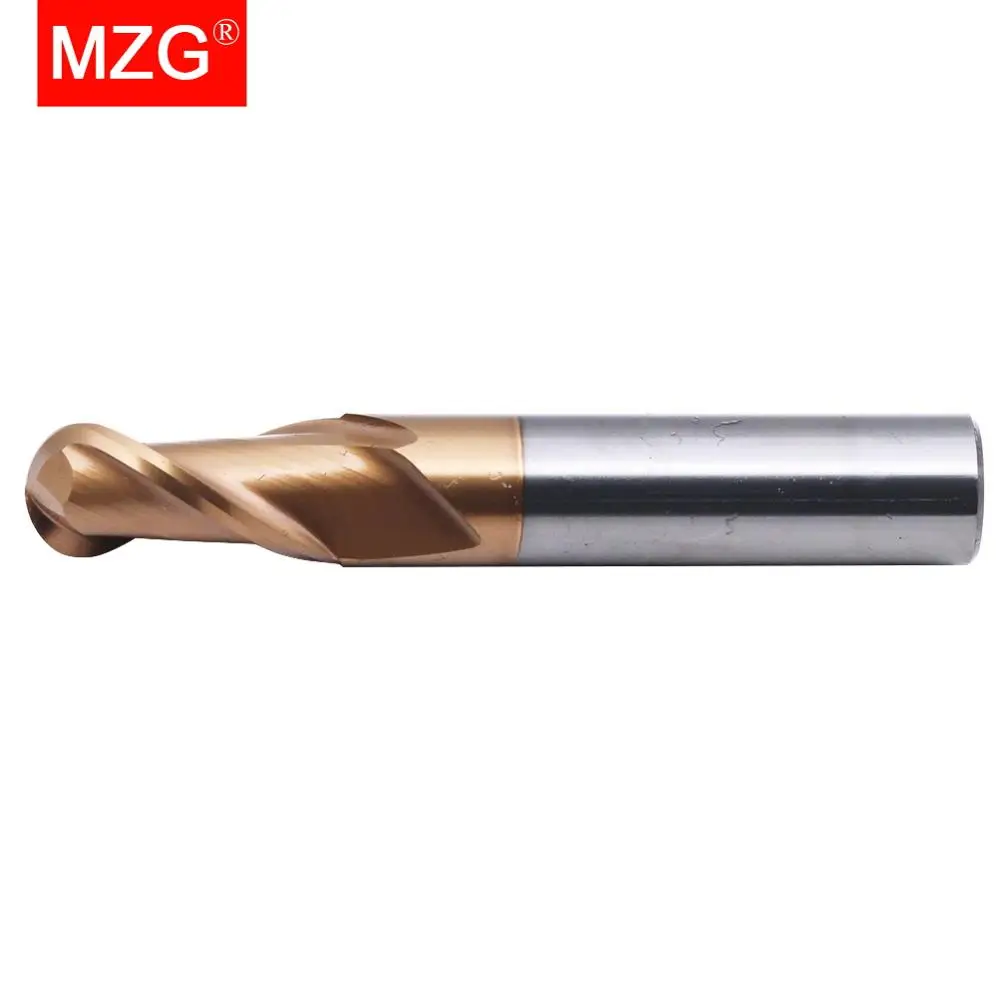 Сферическая спиральная Концевая фреза MZG из вольфрамовой стали с 2 канавками HRC60 1