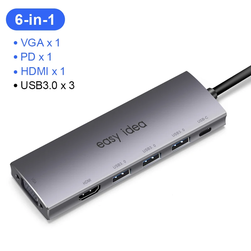 USB C концентратор Мульти USB 3,0 разветвитель Тип C концентратор адаптер USB-C концентратор HDMI несколько USB C док-станция USB 3,1 расширитель для MacBook Pro - Цвет: 6 in 1