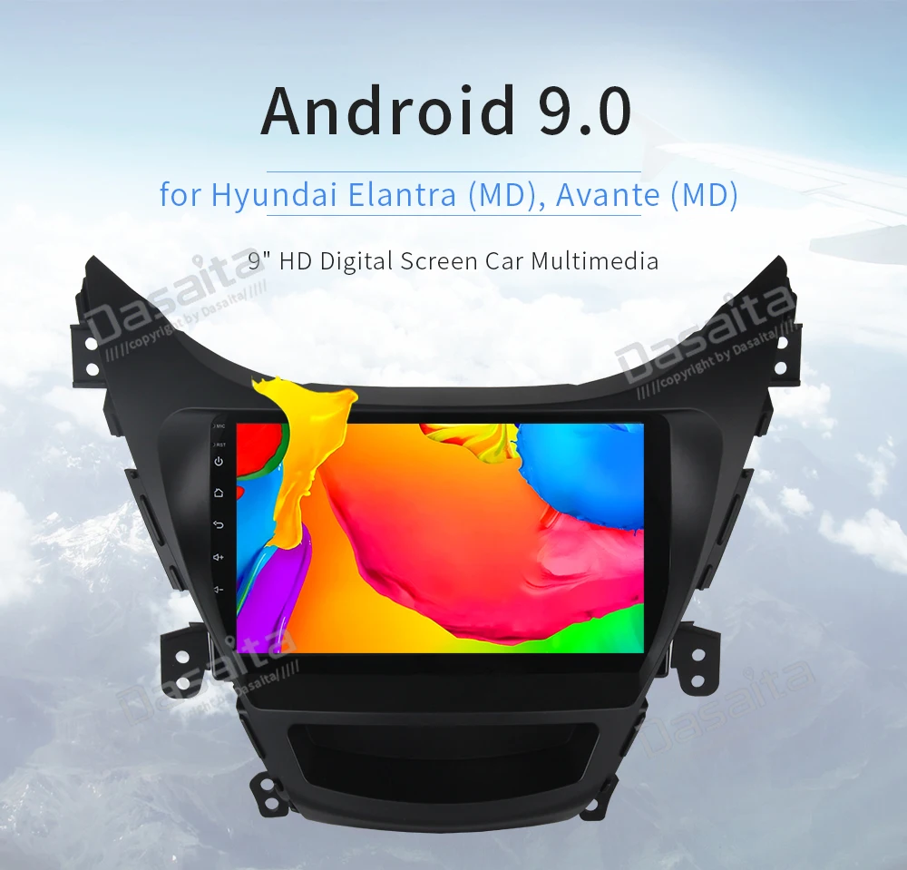 Dasaita Android 9,0 Автомобильный мультимедийный для hyundai Elantra I35 Avante радио 2010 2011 2012 2013 без DVD " сенсорный экран 4*50 Вт стерео