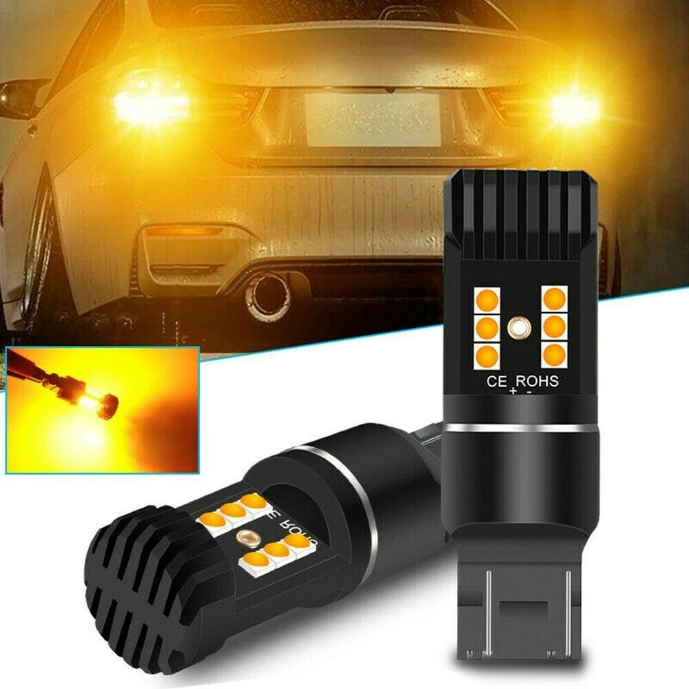 

2pcs 7443 7440 T20 Amber Yellow LED Turn Signal Light Bulbs Anti Hyper Flash Canbus Error Free DC 12V Accessories