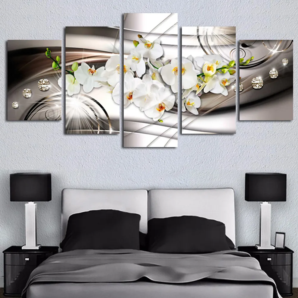 

5PCS Flower Art Print Frameless Canvas Nterior Paintings Modern Wall Picture Poster Marvel Home Living Room Decor New Year 2022