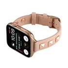 Ремешок из натуральной кожи с заклепками для Apple Watch, браслет для iWatch Series 6 SE 5 4 3 2 1 44 мм 40 мм 42 мм 38 мм, 5 4 3