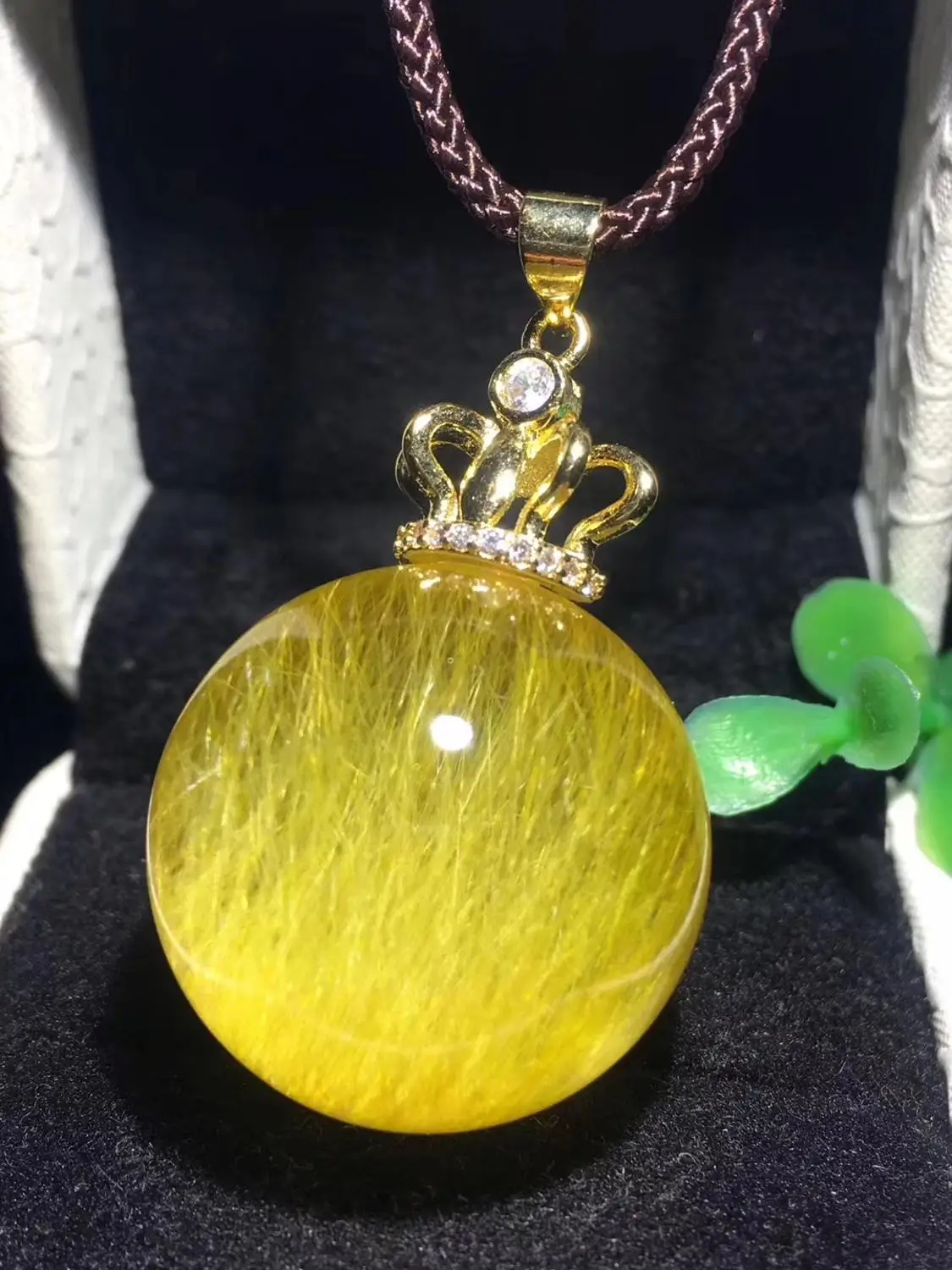 Натуральный Золотой рутилированный кварцевый кулон 24 мм в форме шарика для