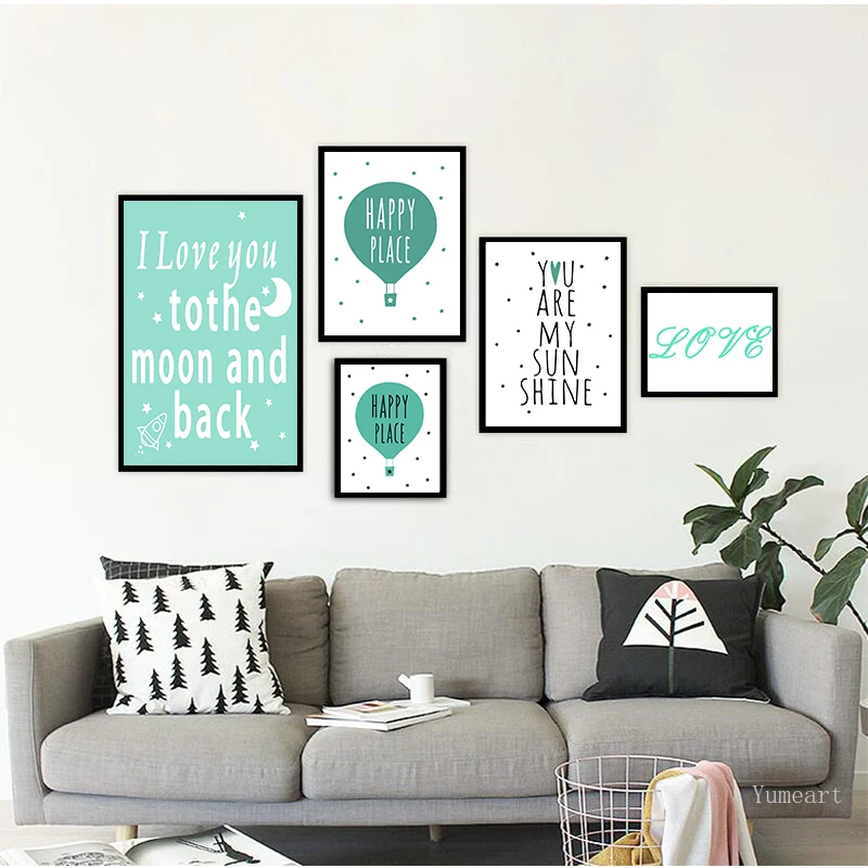 Абстрактная светильник-голубая детская Настенная картина КИТ на холсте