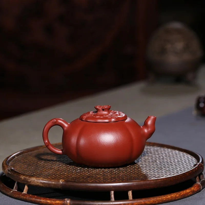 Yixing Famous Full Manual Dark-red Enameled Pottery Teapot Raw Ore Bright Red Robes And Persimmon Competitive Products Flower | Дом и сад