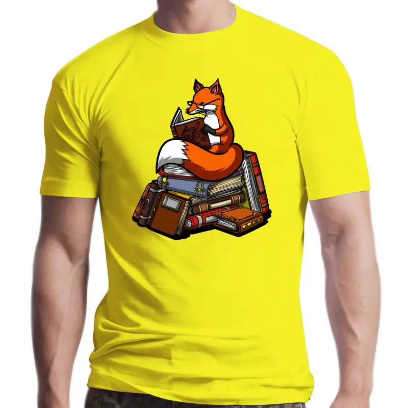 

New Printed Men T Shirt Fox Book Reading Lover Cute Geek Nerdy Fox Book Lover Women T-Shirt