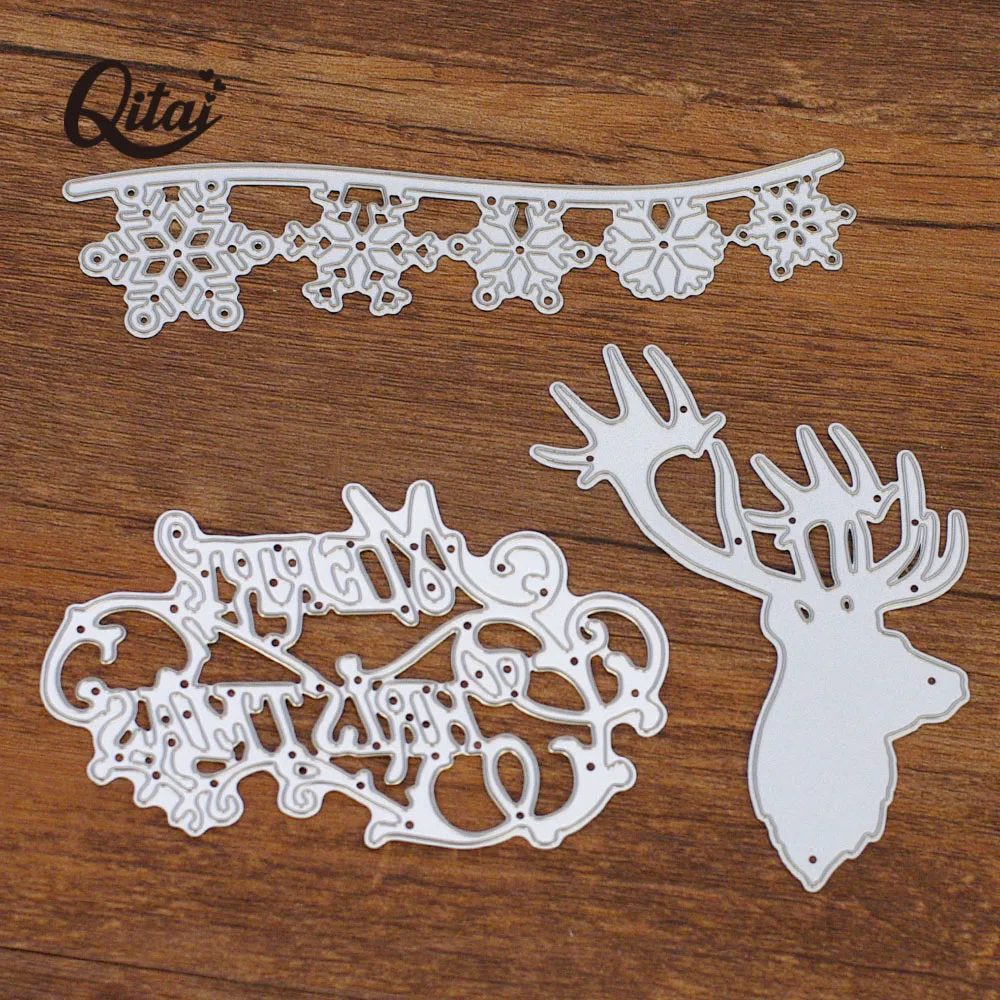 Счастливого Рождества Олень Снежинка QITAI 1 шт. металлические резные штампы DIY