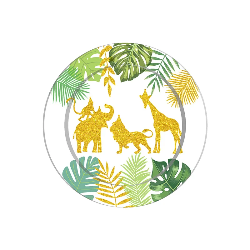 Дикая одна зеленая тема вечерние одноразовые столовые приборы набор бумажные