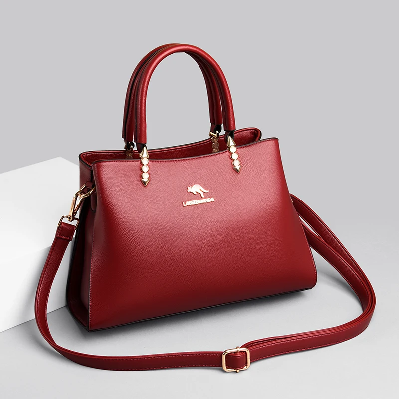 

Brand Classic Tote Bags for Women Luxury Soft Leather Crossbody Bag Top Handle Shoulder Handbags Ladys Solid Color Messenger Bag