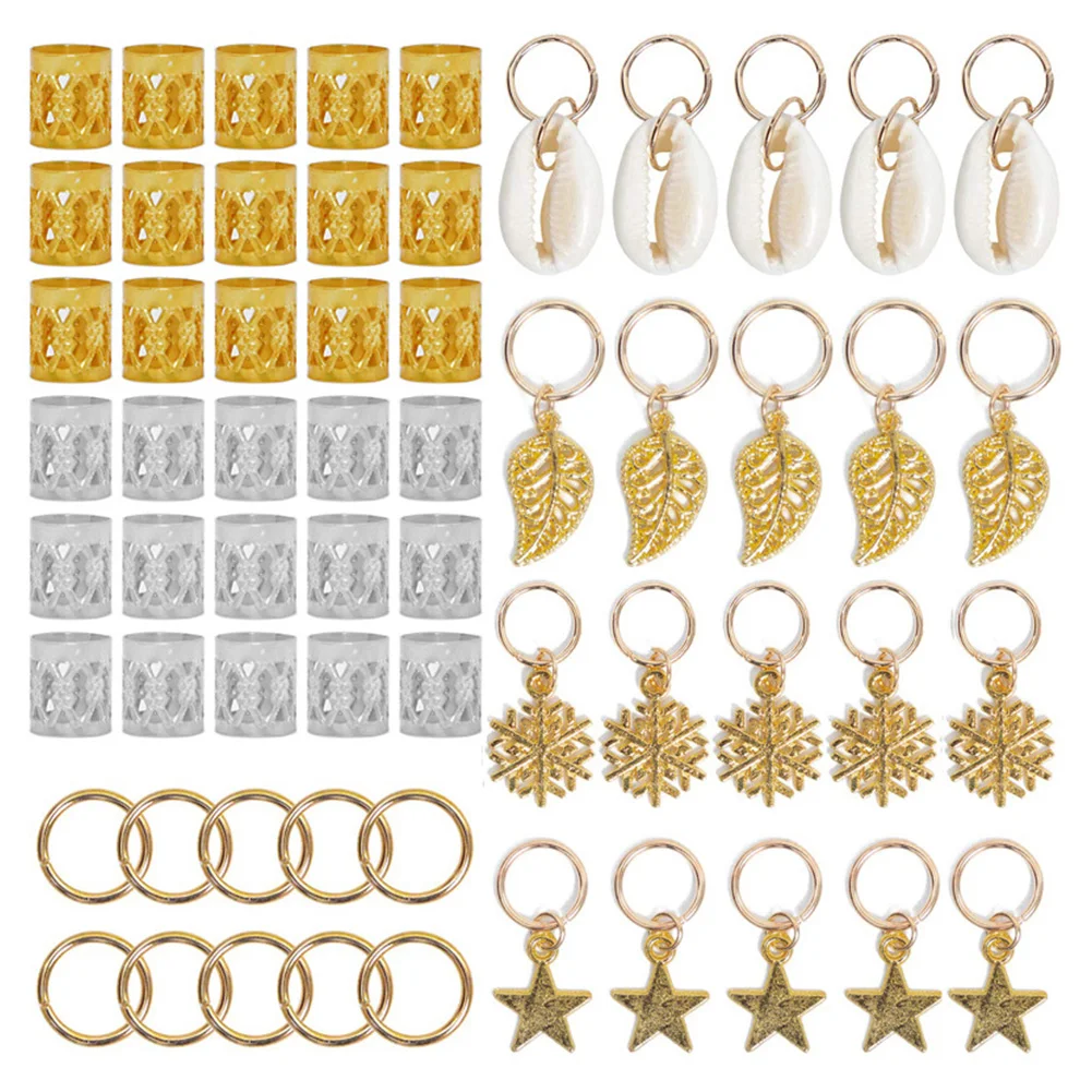 80pcs/set Decorative Hard Tool Head Wearing Polished Jewelry Dressing Hair Copper Accessory Braid Rings Pendants Manual Party | Украшения и