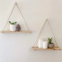 premium wood swing hanging rope wall mounted shelves plant flower pot rack indoor outdoor decoration simple design shelves y20