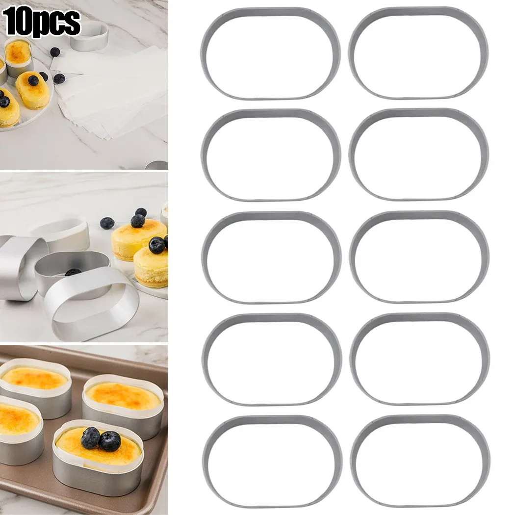 

10pcs Aluminum Semi-cooked Cheese Mold Pastry Oval Cup Cake Dessert Baking Molds 6.4*4.2*2.3cm Cake Tools Kitchen Accessories