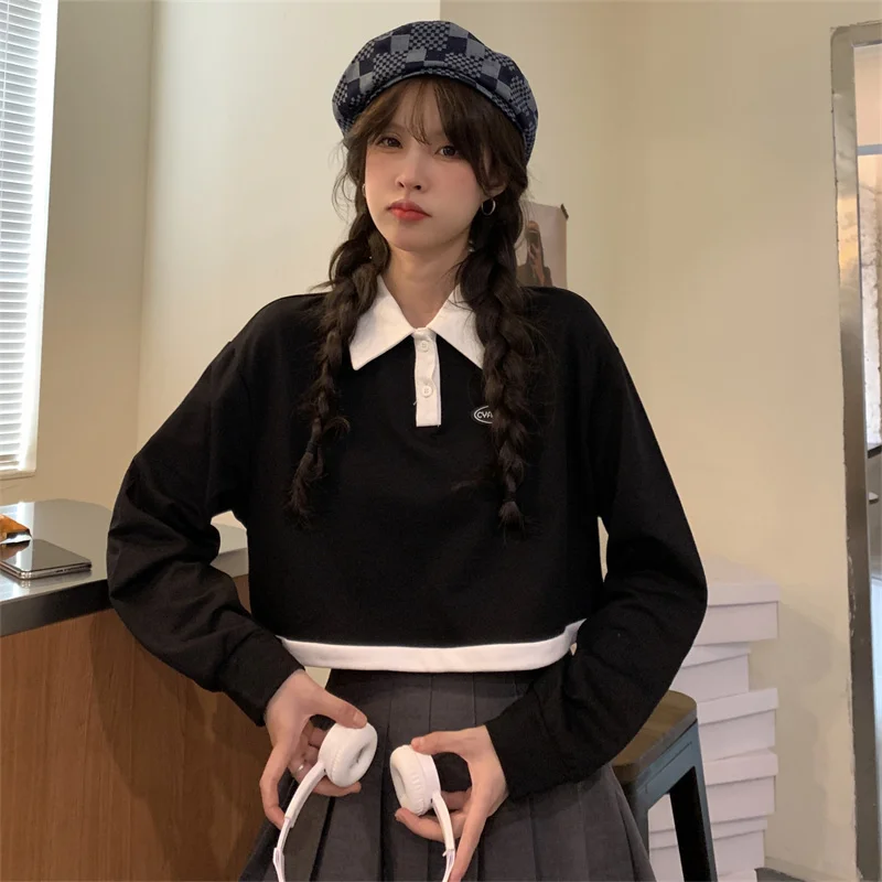 Фото одежды свитер женский тонкий с высокой талией короткий шнурок | Женская