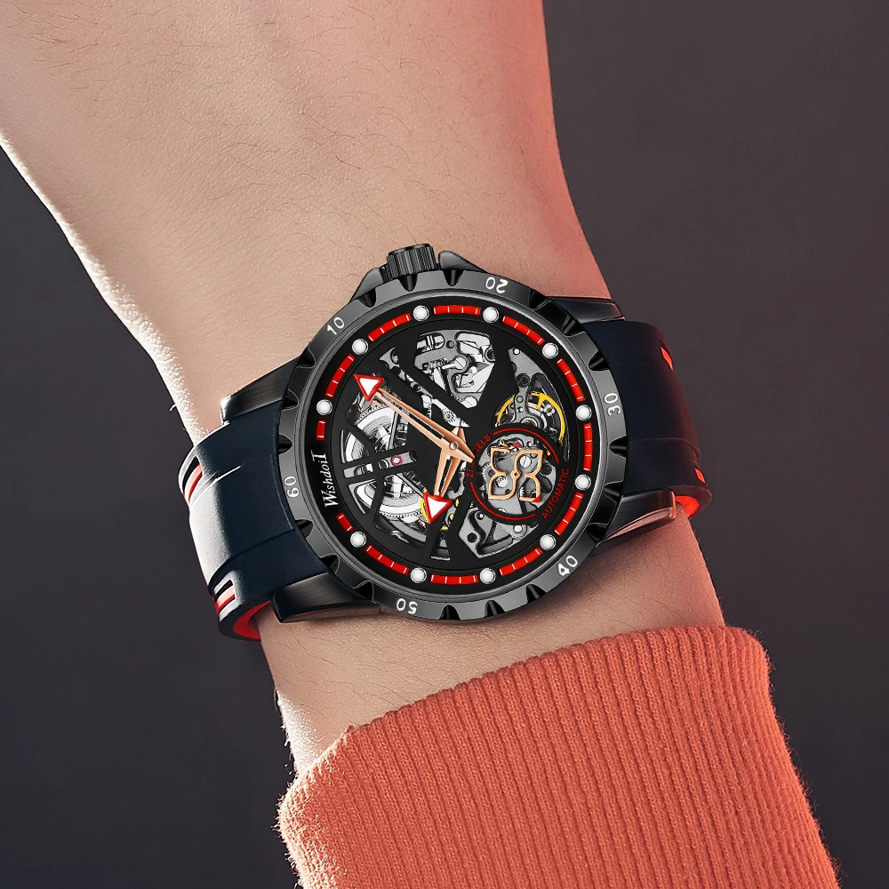 WISHDOIT оригинальные модные мужские часы с турбийоном автоматические машины