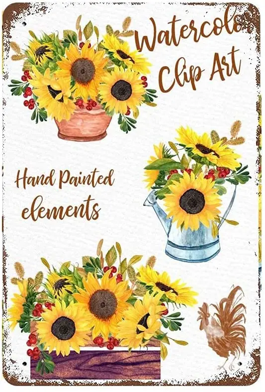 

Винтажная металлическая Оловянная вывеска, украшение для настенной панели, 12x8 дюймов, акварельная иллюстрация, солнечный свет, подходит дл...