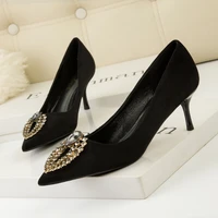 new springautumn women pumps high thin heel pointed toe sexy lady crystal bridal wedding women shoes black high heels