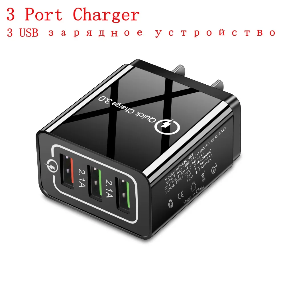 3 Port Charger US Олаф Быстрая зарядка 3,0 4 порта USB зарядное устройство ЕС США Быстрая зарядка зарядное устройство для телефона для iphone X huawei samsung S10 Xiaomi QC 3,0 адаптер - Тип штекера: 3 Port Charger US