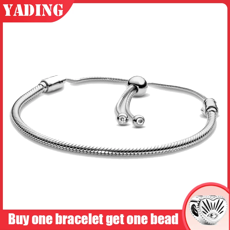 

Hot Sale pando Bracelet Orginal 100% 925 Sterling Silver Snake Chain Bangle Fit Bead Charms DIY high quality Jewelry for Women