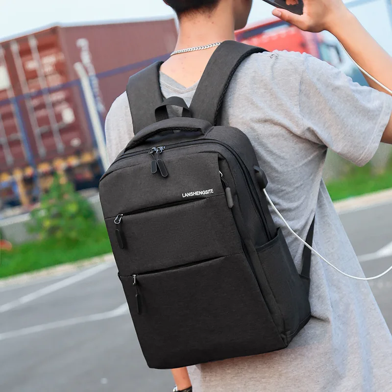 Новый мужской рюкзак с usb зарядкой 14 дюймов для ноутбука Студенческая сумка
