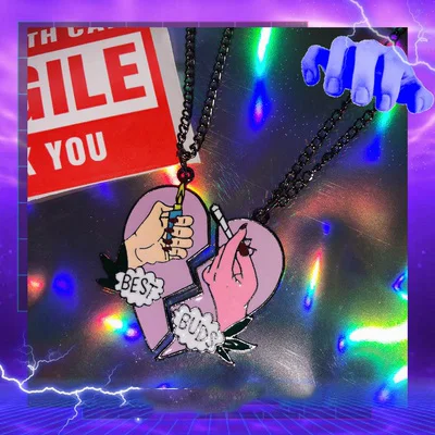 

Aesthetic Broken Heart Rose Vintage Necklace Creative Y2K Jewelry Women Harajuku Gift Pendant for Egirl Hip Hop Party Bar Rock