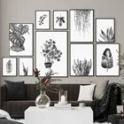 Минимализм черный белый лист растения настенная живопись холст скандинавские плакаты и принты настенные картины для гостиной домашний декор