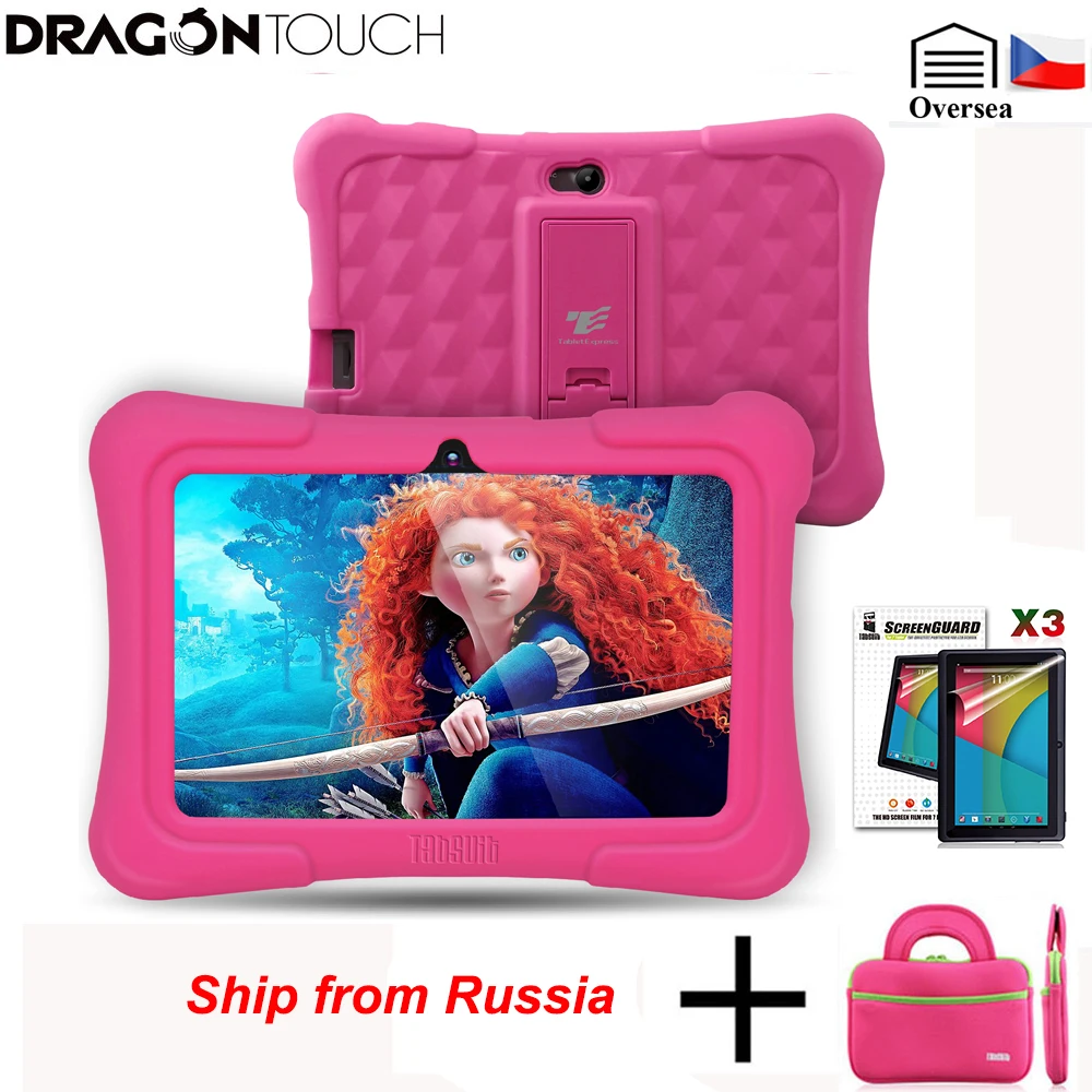 Русский склад Dragon Touch Y88X Plus детский планшет EU/US Plug четырехъядерный Android 7,0+ сумка для планшета+ защита экрана подарок для ребенка