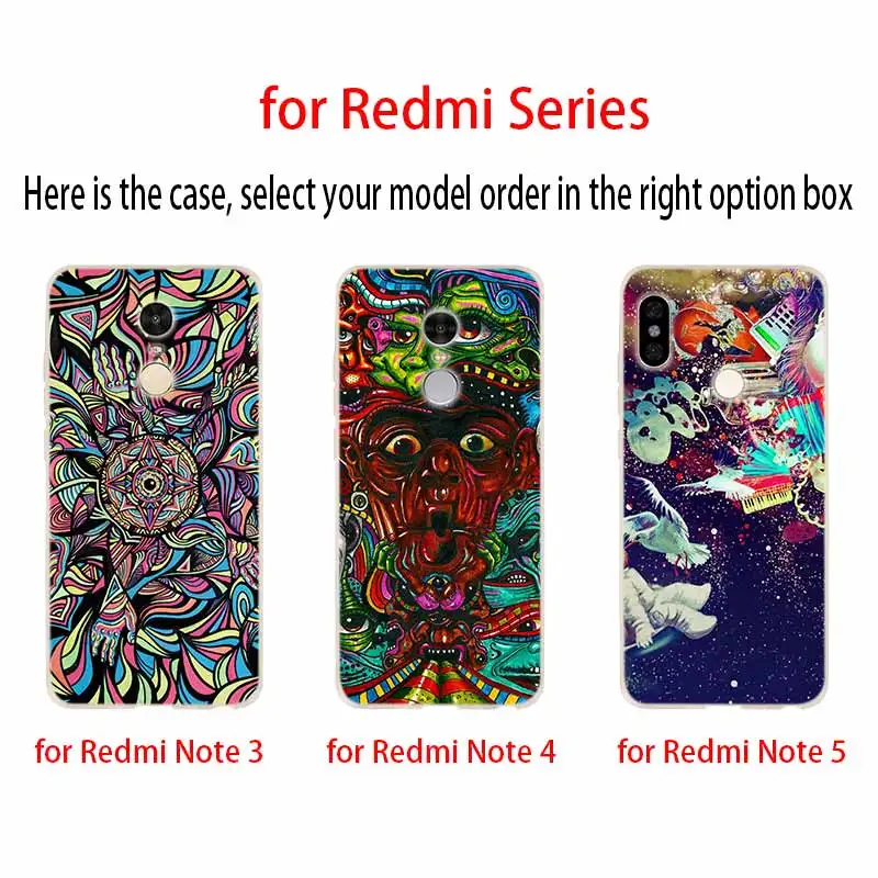 Силиконовый чехол для Xiaomi Redmi 10 9 8 7 6 5 4 A 9at Prime 4x Y3 с психоделическим рисунком |