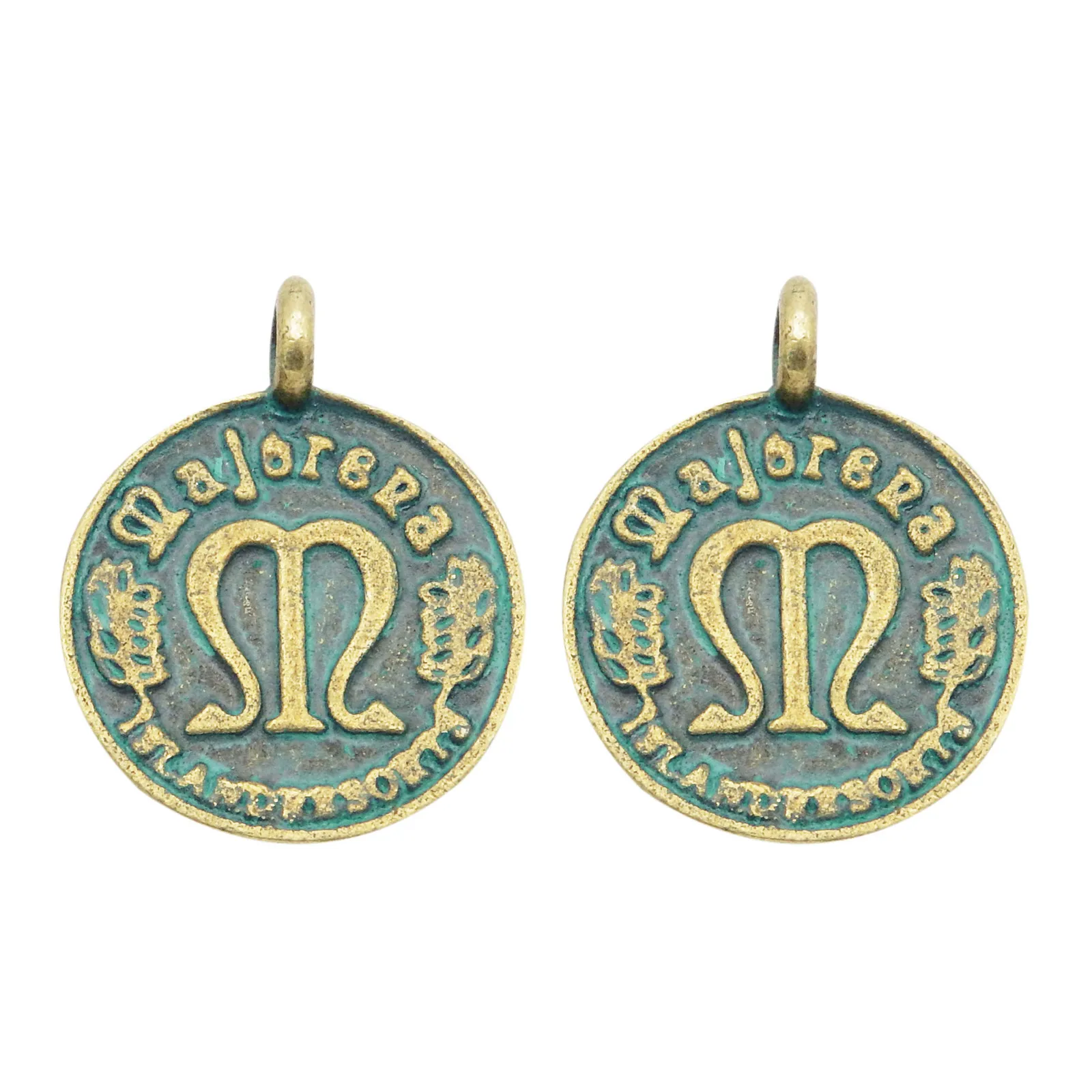 (20Piece)Punk Coin Shape Vintage Alloy Necklace Pendant Unisex Bracelet Charms 22*17mm Bag Hanger Jewelry Handmade Crafts 52078|jewelry craft