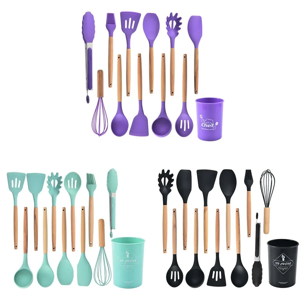 

11PCS Silicone Kitchenware Cooking Set Heat Resistant Kitchen Non-Stick Cooking Utensils Baking Tools With Storage Box