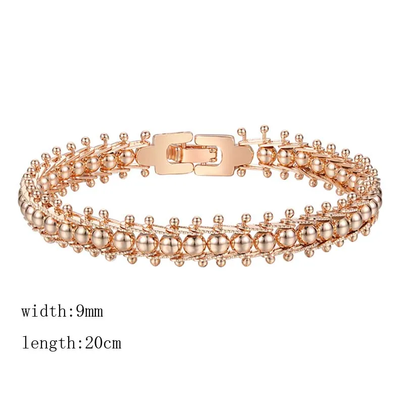 smooth beads 3 стиля Женские гладкие/вырезанные бусины геометрические Браслеты розовое золото цвет Strand круглый шар цепи браслеты - Окраска металла: smooth beads
