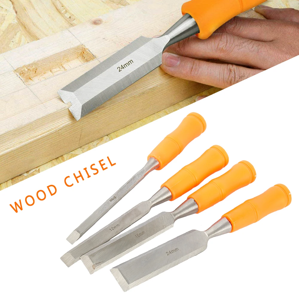 

4pcs Wood Chisel Carving Flat 8-24mm Carving Knife for Woodcut Working Carpenter DIY Gadget Woodworking Tools Woodcarve Gouge