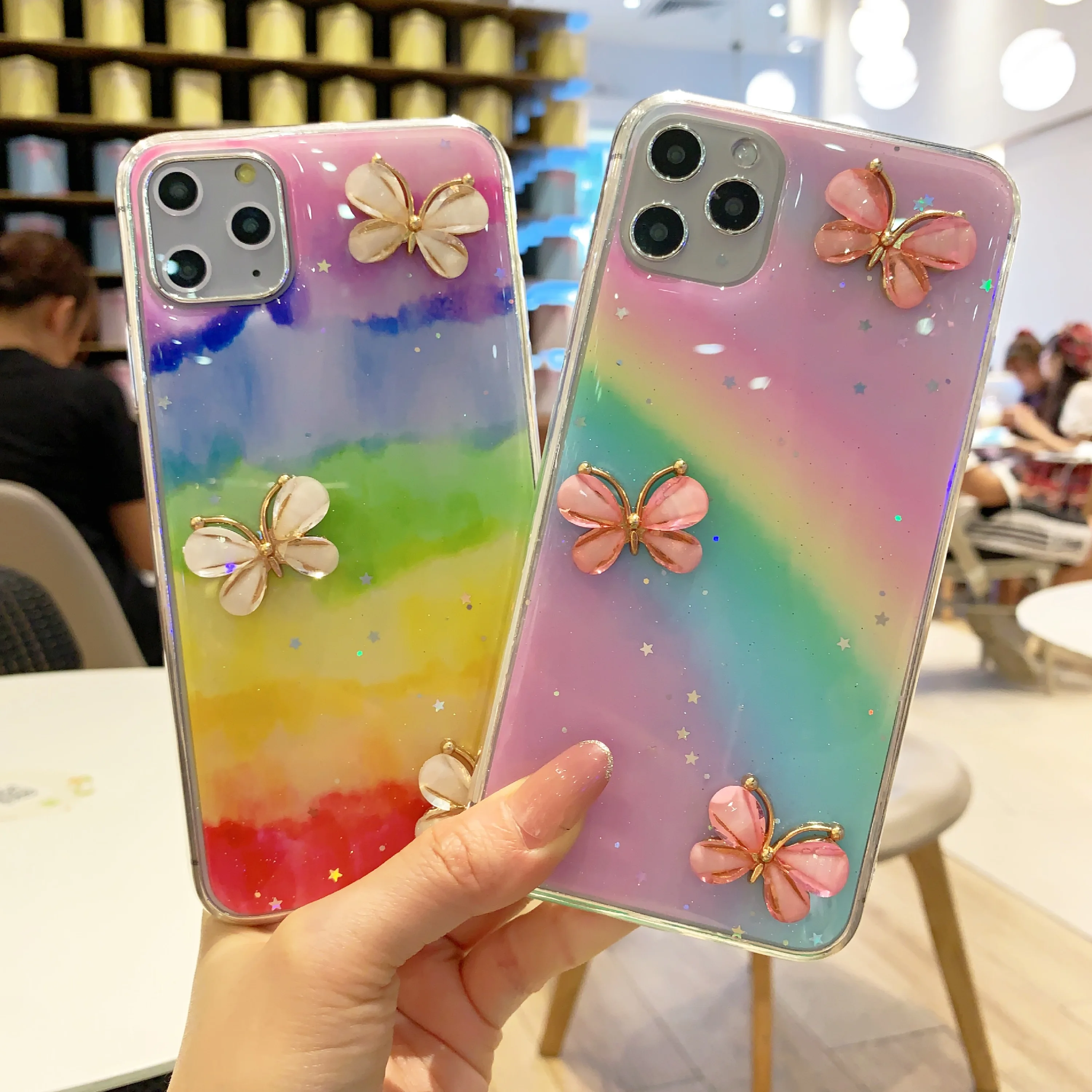 SE2020 3D кристальная Бабочка Блестящий Радужный чехол для телефона iPhone 6 6s 7 8 Plus 10 11 Pro