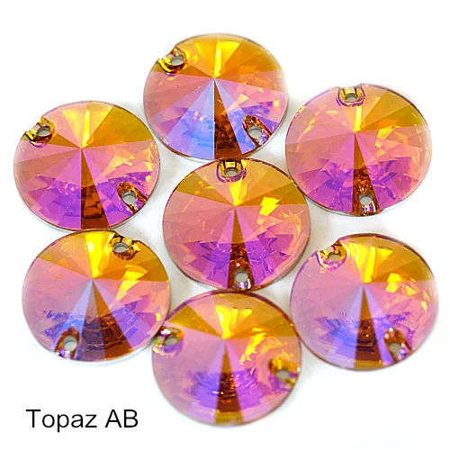 Topaz AB Круглые разноцветные стразы Rivoli из смолы, стразы для пришивания, стразы для пришивания, круглые стразы для пришивания одежды Y3625 - Цвет: Topaz AB