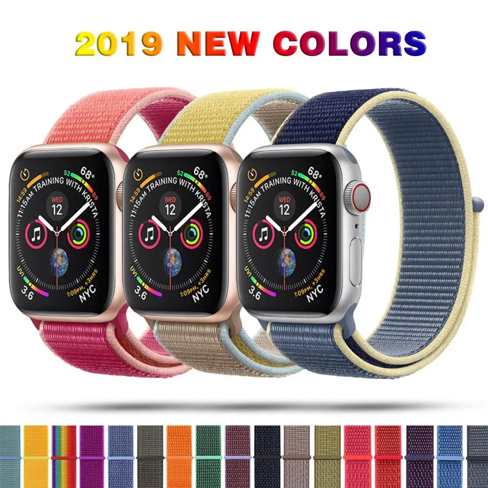 Спортивная петля нейлоновый ремешок для Apple Watch серии 5 40 мм 44 мм серия 4, браслет ремень нейлоновый тканый наручный ремешок для iWatch 38 42