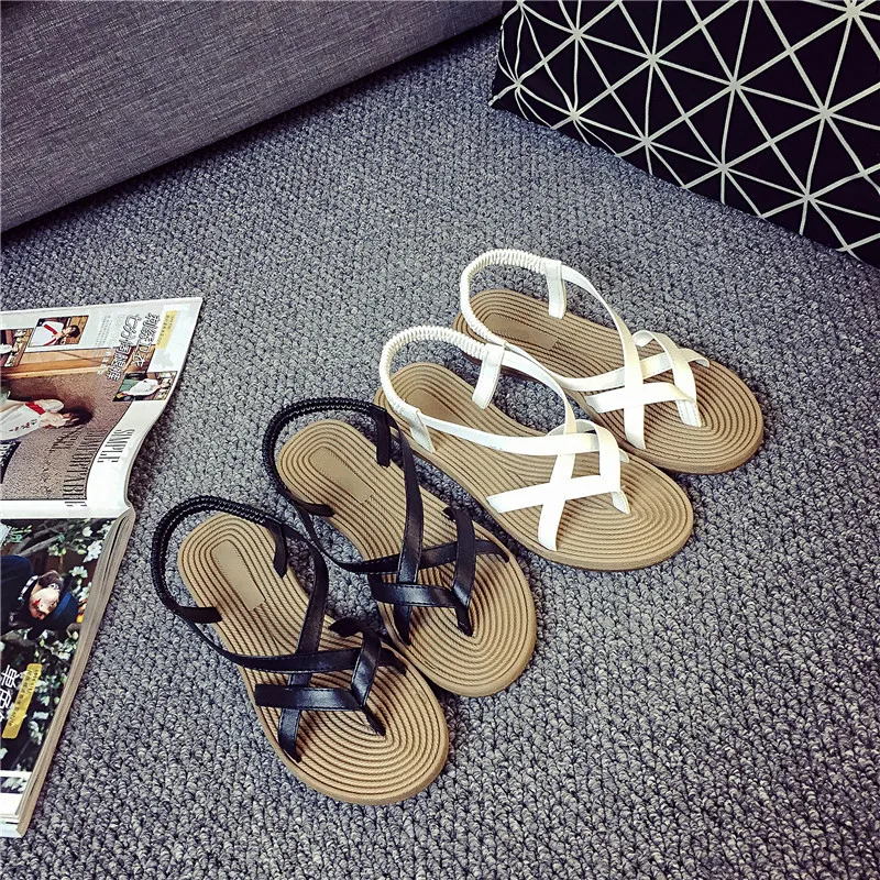 

2021 Summer Shoes Women Sandals Flat Sandalias Roman shoes Thin strips Gladiator Beach Sandals Ladies Flip Flops