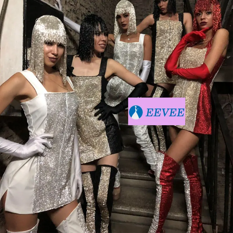 На заказ платье со стразами бисером парик сценический костюм комплект