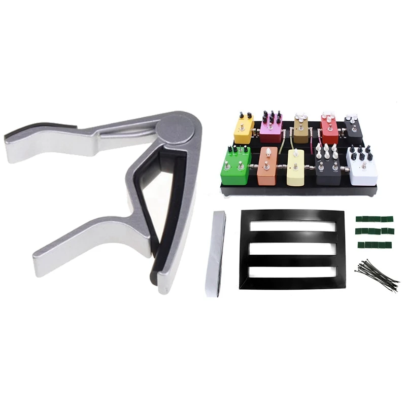 

1 Pcs Folk Acoustic Guitar Trigger Change Capo & 1 Set Guitar Effects Pedal Board With Adhesive Backing Tape