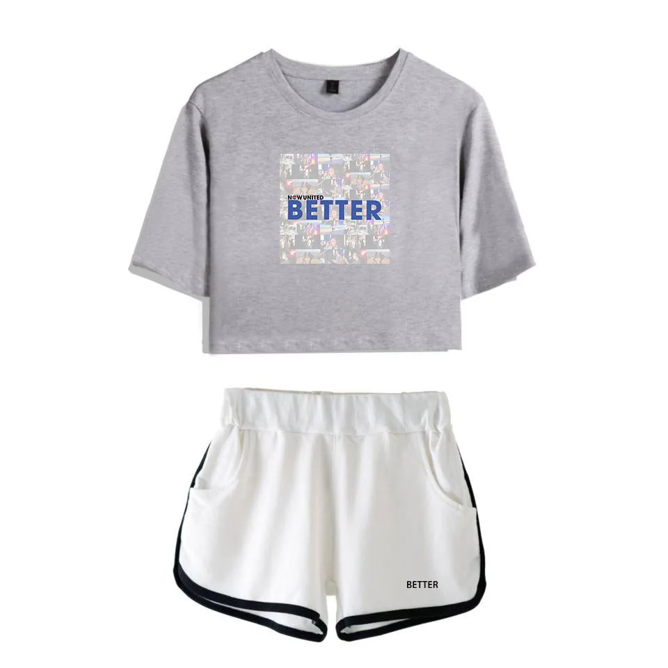 

Now United - Better Album Women Two Piece Set Shorts+ Crop Top Better Now United Lyrics Harajuku Streetwear Hip Hop 2 Piece Sets