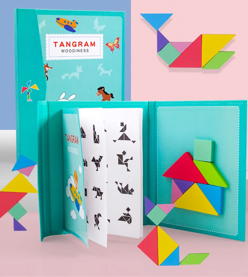 Магнитная 3D Головоломка Tangram игры Монтессори обучения Обучающие Рисование настольные игры игрушка подарок для детей мозги Tease