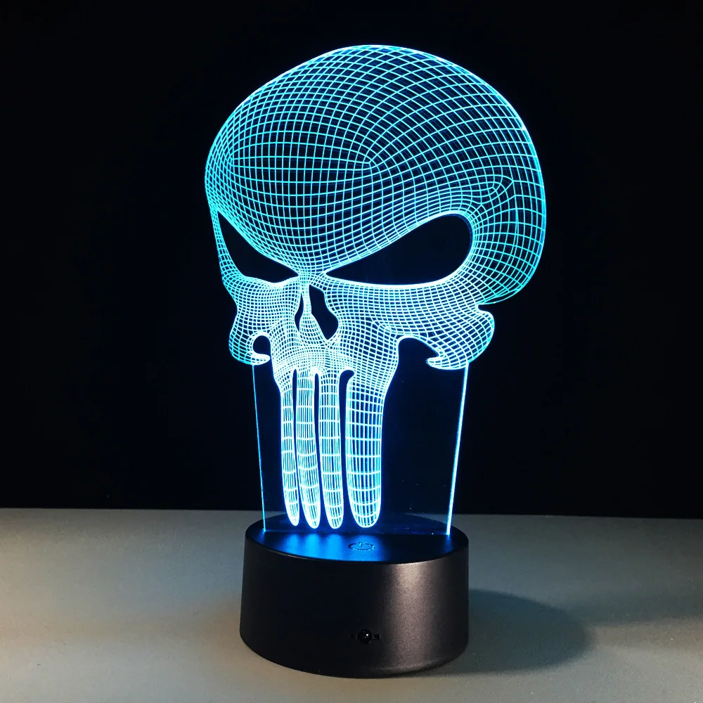 

Innovative 3D Light LED table lamp desk lamp lampada led Color Night Ligh Changing Lamp Punisher Skull Multi colored Bulbing
