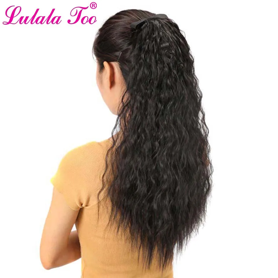 

Натуральные волнистые синтетические конский хвост волосы штук термостойкие волокна волос 22 дюйма 100 г лента конский хвост волосы для наращ...