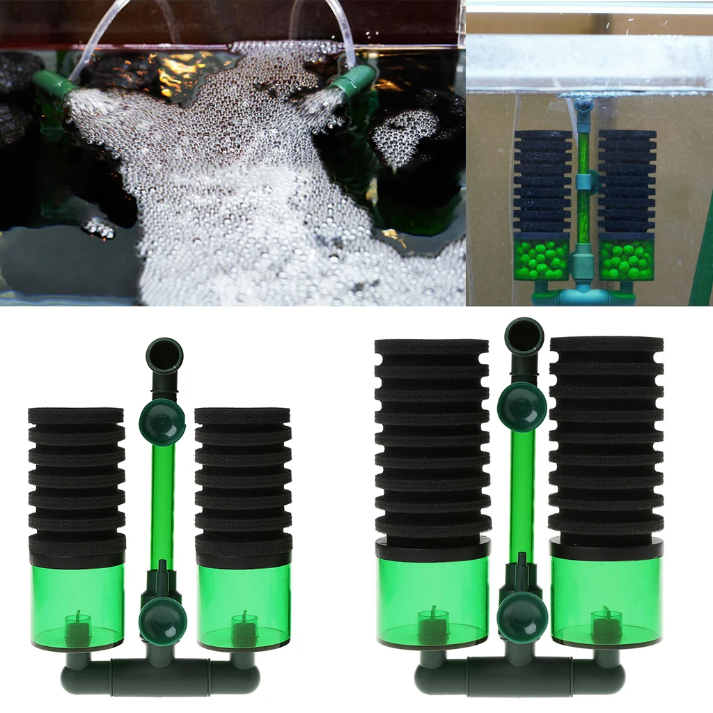 Aquarium Fish Tank Biochemical Sponge Filter Air Pump Double Head w/ Suction Cup Filters Acquario Accessori Item | Дом и сад