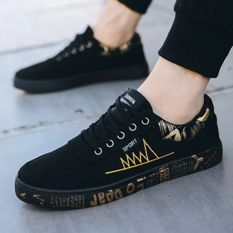 

2020 Newest Spring Autumn New Men's Flat Shoes Fashion Men's Comfortable Breathable Canvas Shoes Men's Lace Casual Sneakers