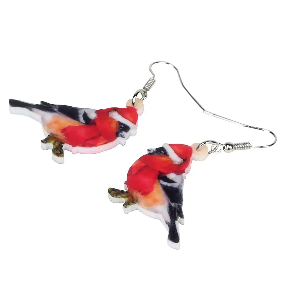 Bonsny акриловые Рождественский милый шарф птица серьги-подвески в форме капли