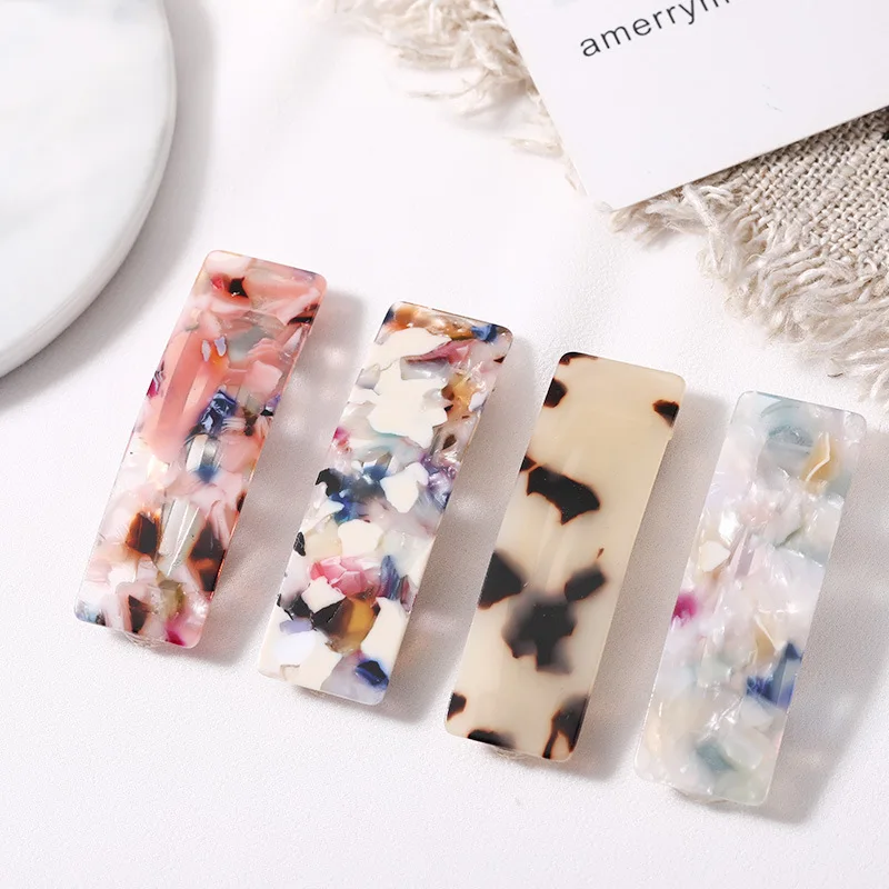 

Women Girls Elegant Sweet Acetate Leopard Print Rectangle BB Hairpin Headwear Hair Clip Barrette Fashion Hair Accessories