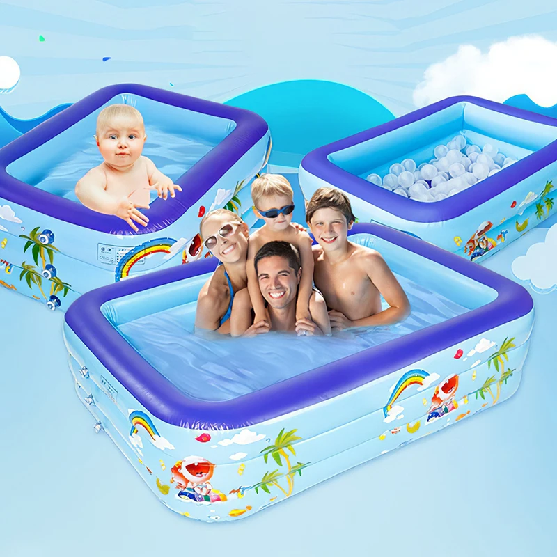 

Cartoon Inflatable Swimming Pool Kids Cute Inflatable Pool Three Layers Solid Bubble Child Indoor Summer Swimming Pool Toy Gift