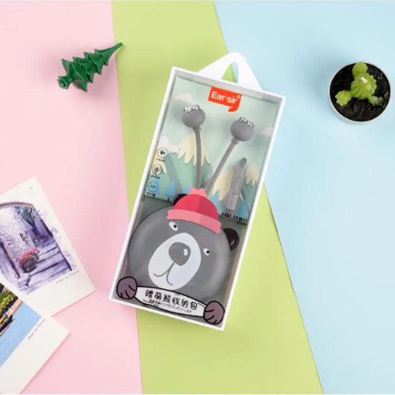 Милые проводные наушники в мультяшном стиле с микрофоном подходят для Xiaomi Samsung