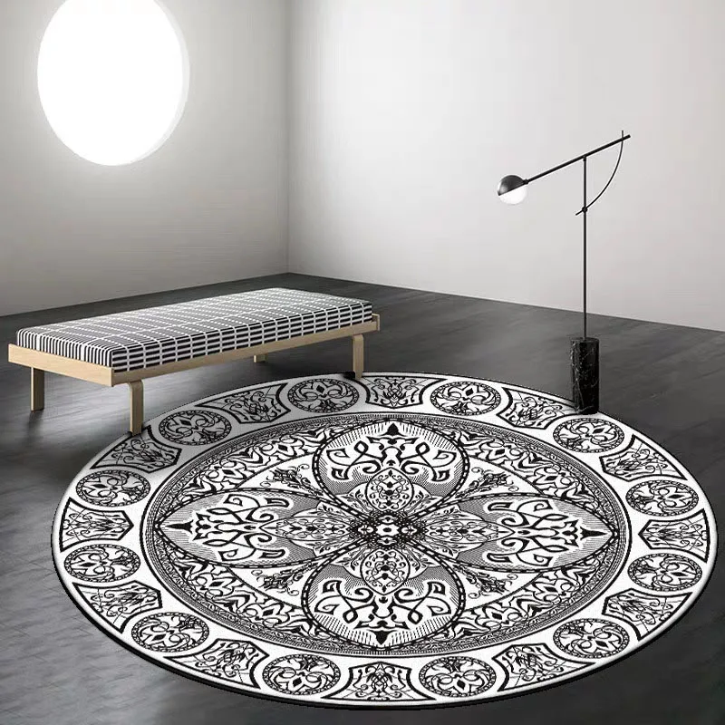 

Ethnic Mandala Round Carpet for Living Room Retro Totem Bedroom Hanging Basket Chair Floor Mat Anti Slip Kids Room Rugs Pray Mat