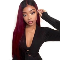 13x413x6 lace front human hair wig brazilian remy human hair straight wig ombre burgundy lace front wigs t1b 99j colorful hair